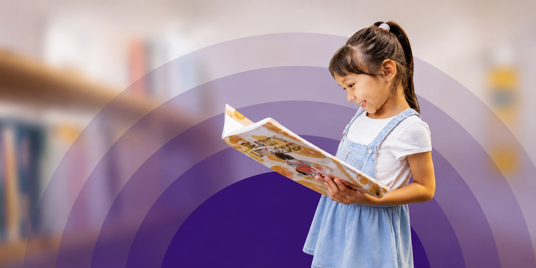 Joyful girl reading