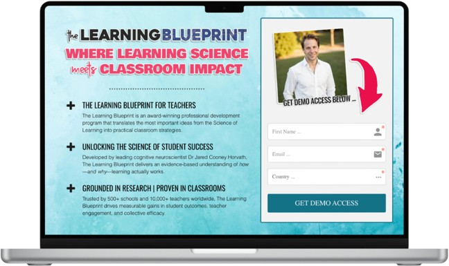 Laptop showing The Learning Blueprint Portal